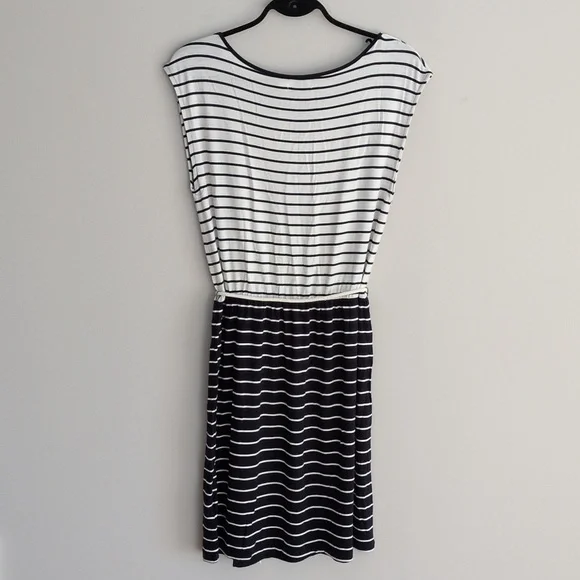 Reitmans Navy And White Nautical Striped Jersey Dress S - Picture 2 of 6